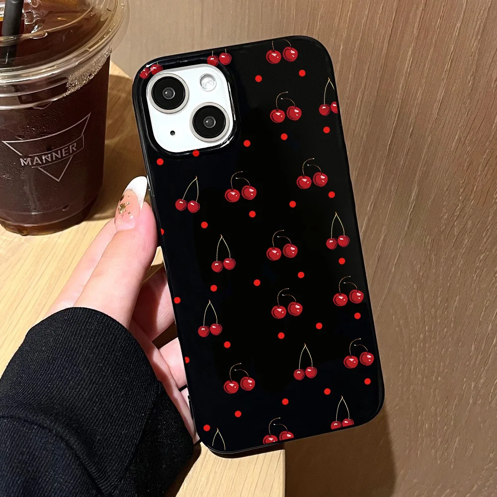 

Cherry Flower Phone Case For iPhone 11 13 15 16 Pro Max 14 12 XR X 7 8 Plus XS SE 2020 16promax 15promax Silicone Cover Fundas