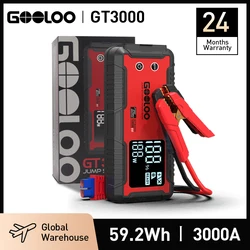 GOOLOO-Démarreur de batterie d'urgence pour voiture diabétique, banque d'alimentation portable, booster de chargeur, dispositif de démarrage automatique, 3000A, 16000mAh, 12V