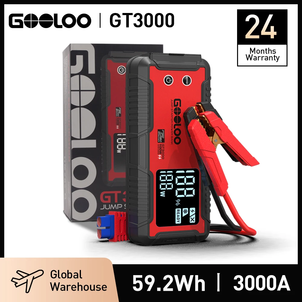 GOOLOO 16000mAh Power Bank 3000A Car Jump Starter Portable Charger Booster 12V Auto Starting Device Emergency Battery Starter