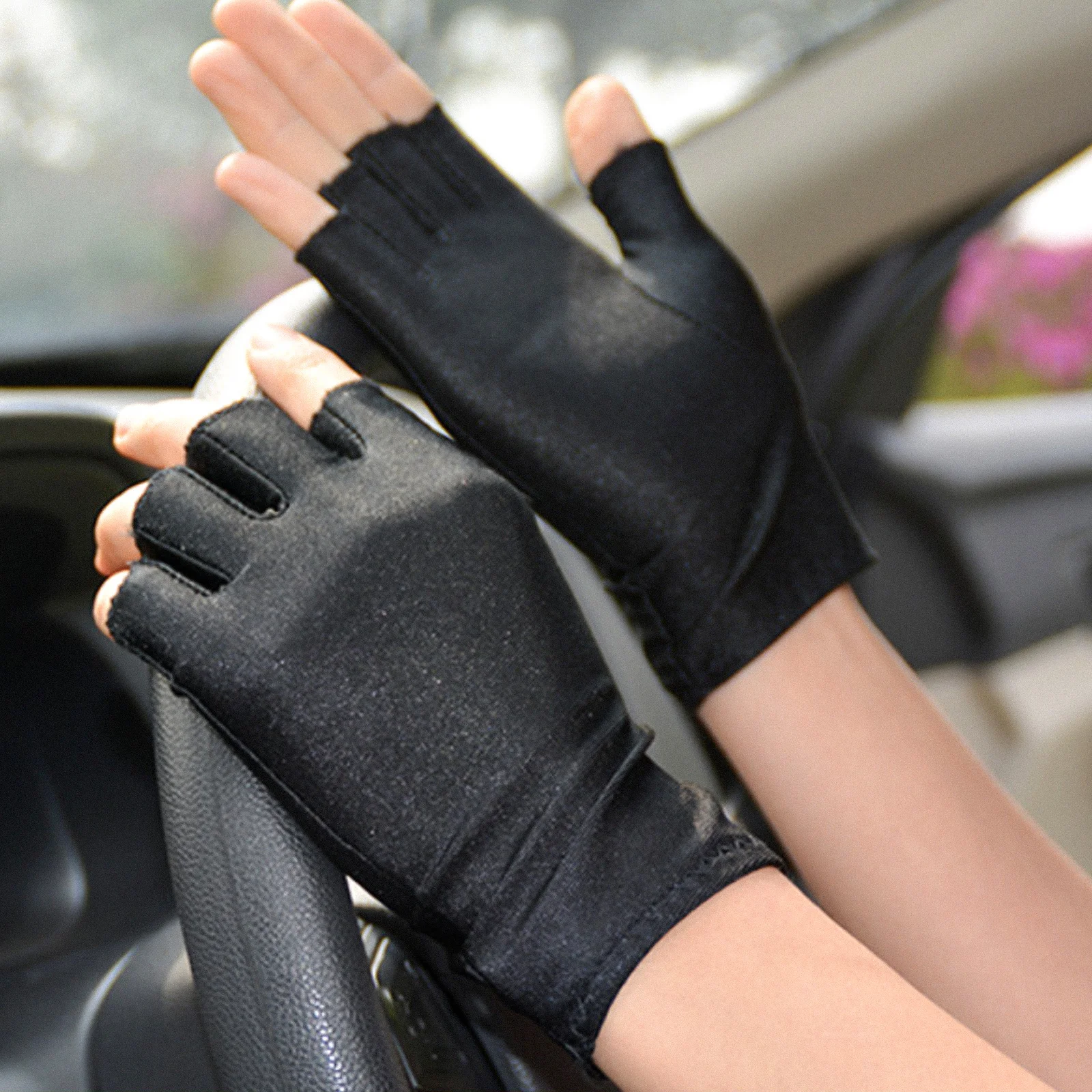 

5pcs Sun Protection Gloves For Women Half Finger Wear-Resistant Driving Cycling Outdoor Touch Screen Compatible