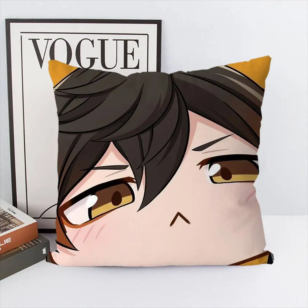 Genshin تأثير كيس وسادة لطيف على الوجهين الطباعة غطاء الوسادة 45x45 الوسائد الزخرفية أريكة ديكور المنزل المخدة الناعمة #2