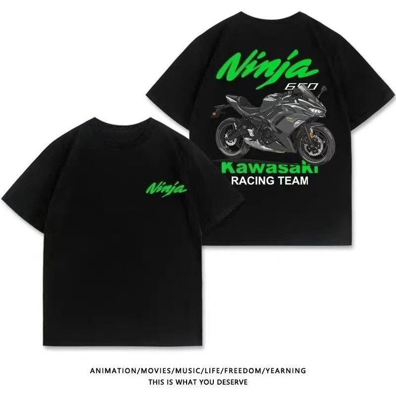 

Kawasaki Locomotive 650, одежда для езды на мотоцикле, модифицированная брендовая летняя хлопковая мужская свободная футболка с короткими рукавами для культуры Tide