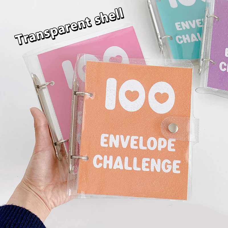 1Set 100 giorni 100 busta Challenge Fine Sparkle Saving Money Binder quaderno di risparmio a fogli mobili Cash Budget Storage Book Gifts