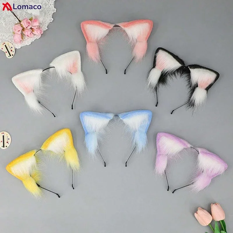

Multicolor Cute Girl Japanese Lolita Plush Adjustable Animal Ears Headband Cat Ears Hairband Women Cosplay Accessories Props