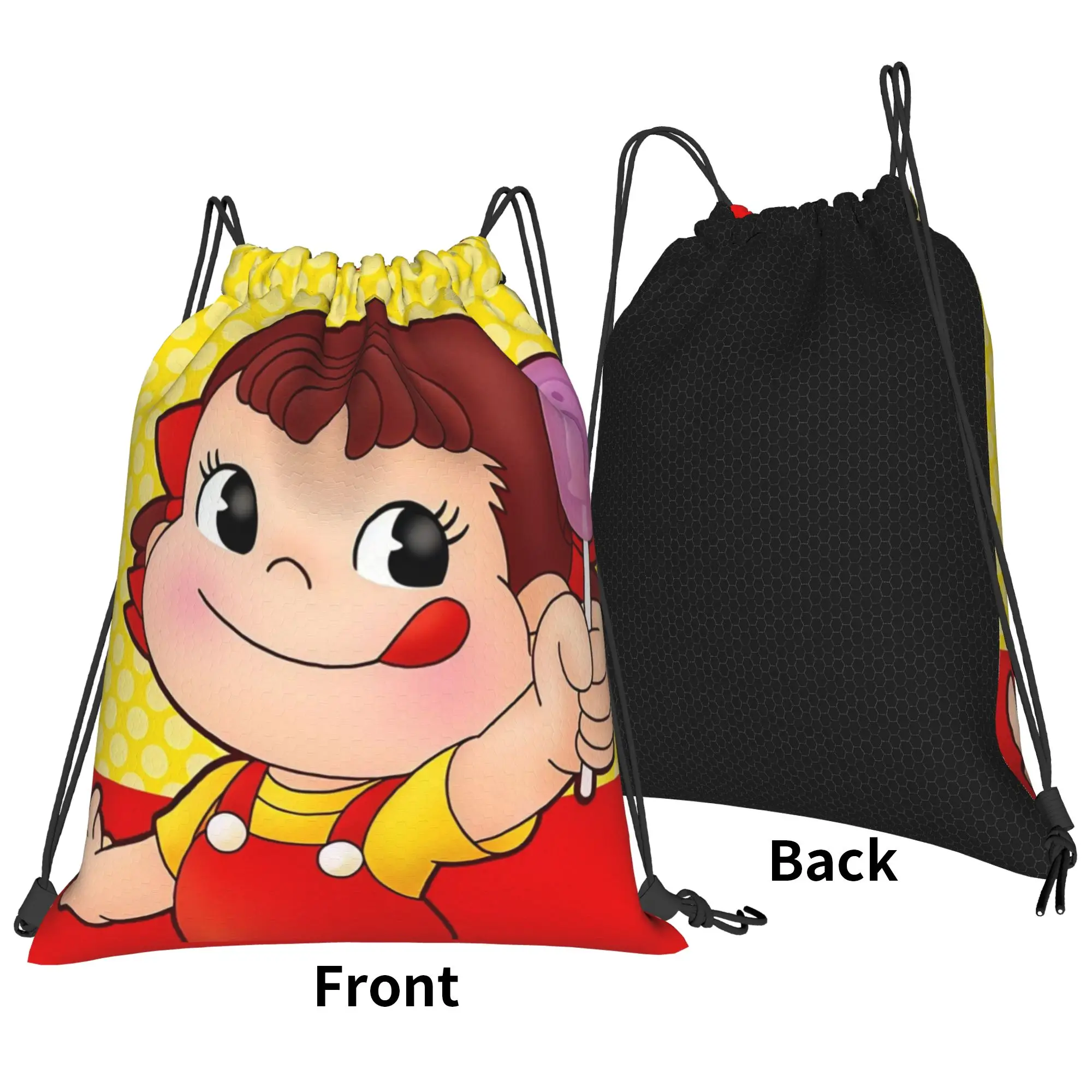 Fujiyaa Lollipop Yellow Dot Portable Travel Riding Gym Drawstring Storage Sporty Backpacks