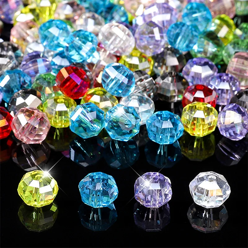 10/30Pcs/bag 8*6mm Colorful Glass Coated Crystal Watermelon Beads For Making Bracelets Anti Lost Chains DIY Jewelry Accessories