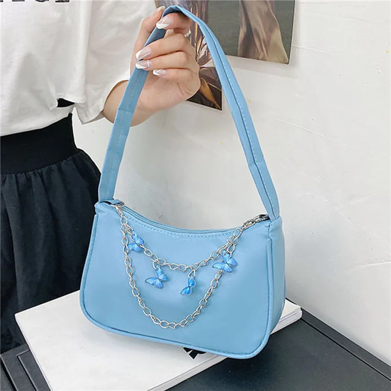 

Fashion Women Butterfly Chain Shoulder Underarm Bags Casual Ladies Small Purses Handbags Elegant PU Leather Bags