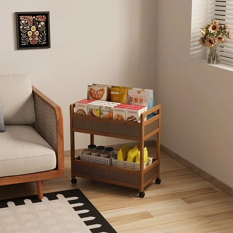 

Modern Movable sofa side storage rack trolley snack locker