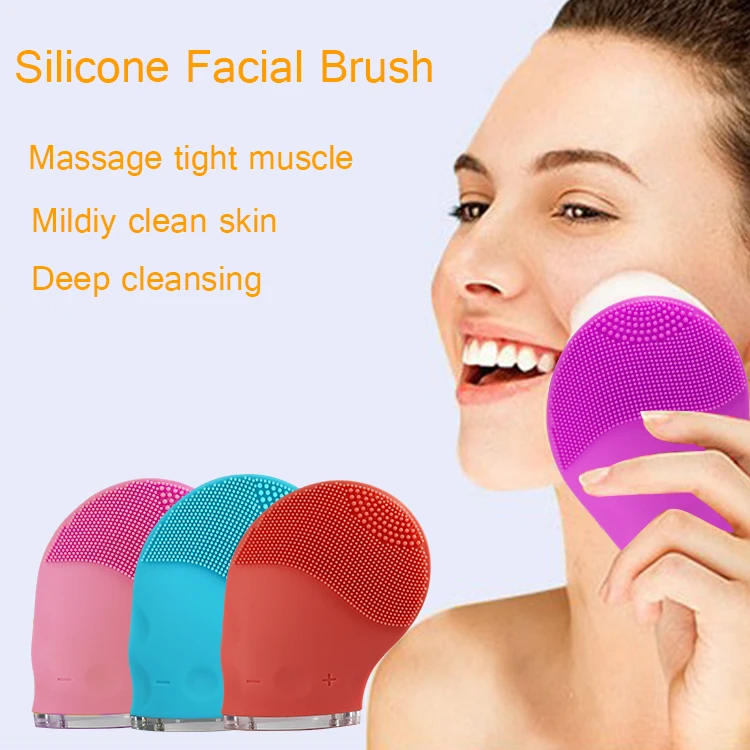 Household Electric Silicone Facial Cleanser,Electric Facial Cleanser,Mini Massage Brush Beauty Instrument Deep Cleaning