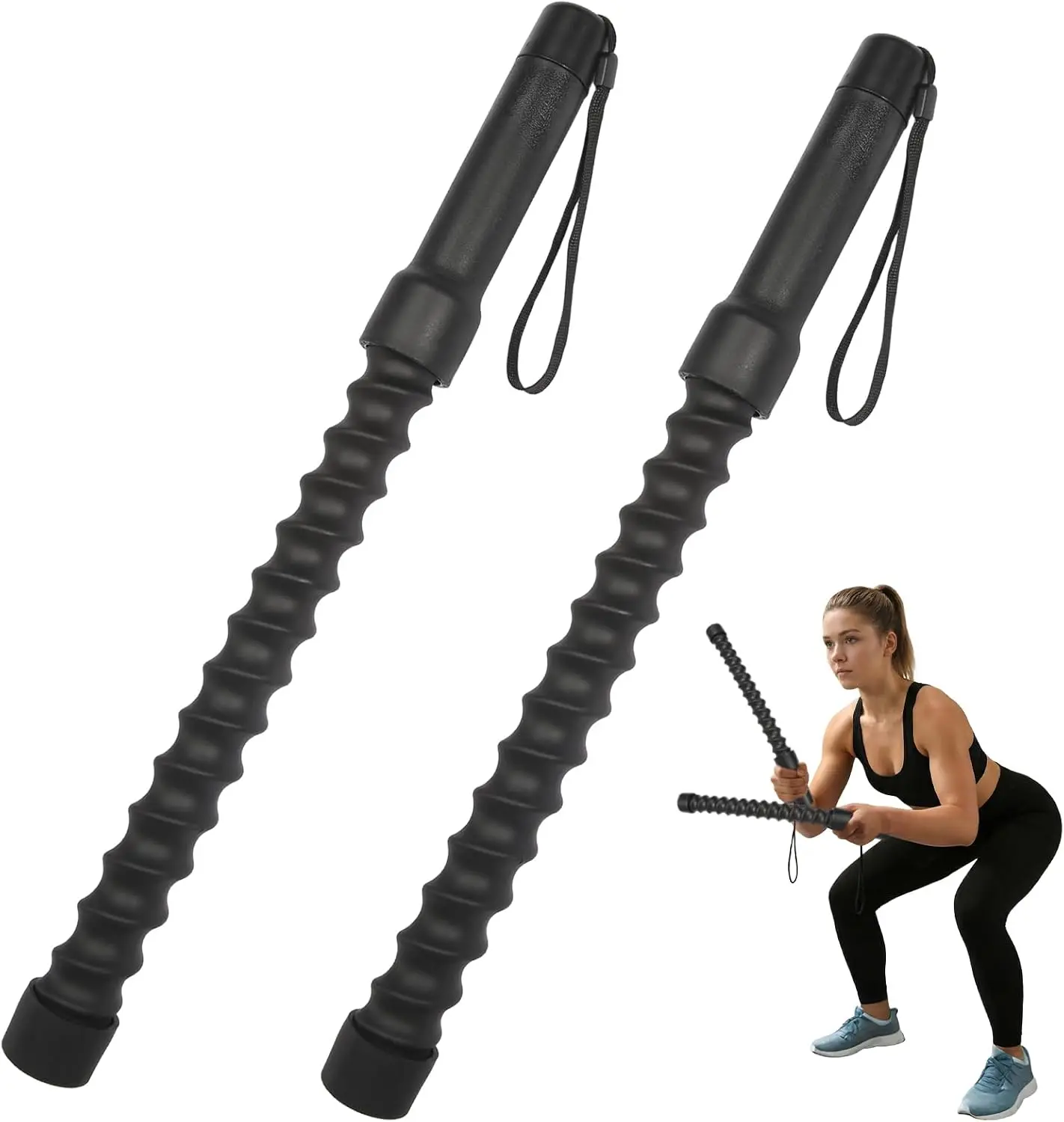 2Pcs Weighted Ropeless Battle Rope Heave Duty Home Gym Workout Cordless Battle Rope for Advanced Fitness Training