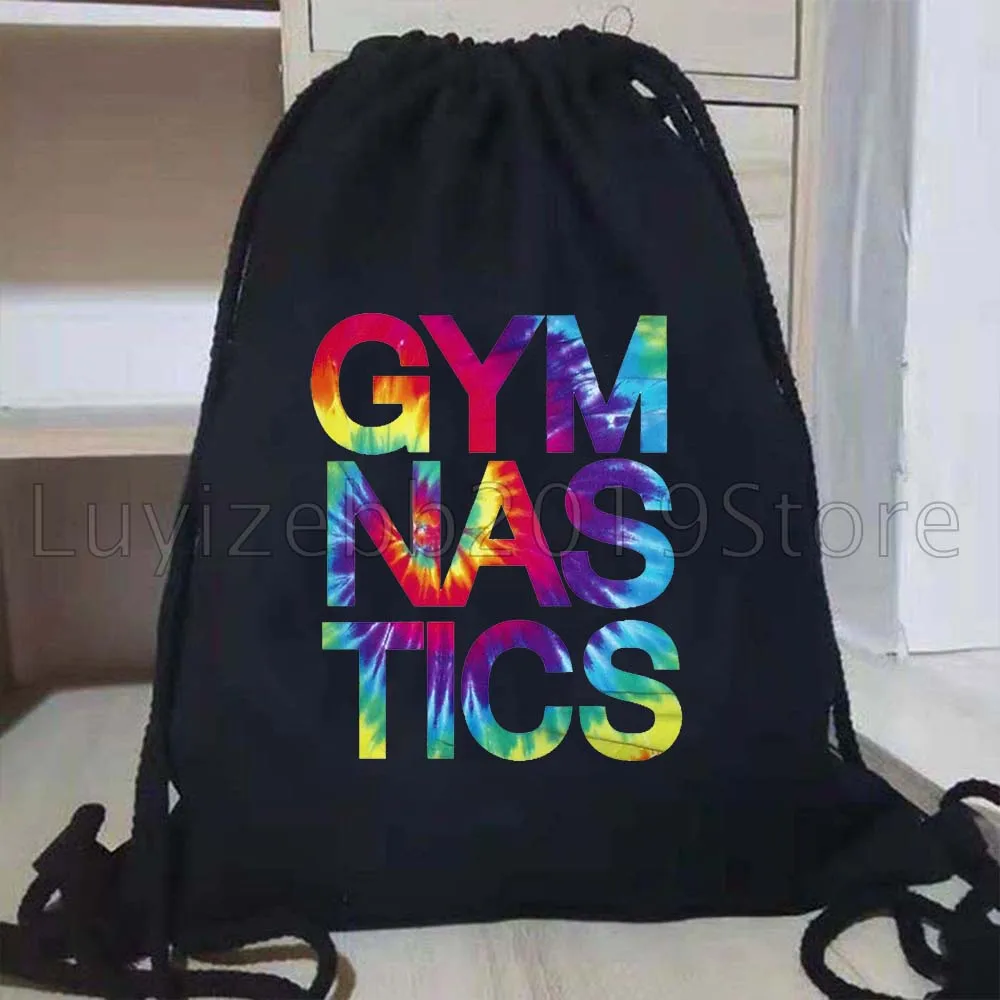 

Colorful Gymnastics Canvas Drawstring Bag Gifts Gymnast Sport Silhouette Rainbow Soccer Backpack Gym Sackpack Gifts String Bag