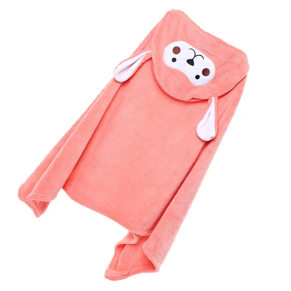 

1 шт. розовый мультяшный банный плащ с капюшоном из кораллового флиса, детское мягкое водопоглощающее детское банное полотенце с капюшоном, детское купальное полотенце