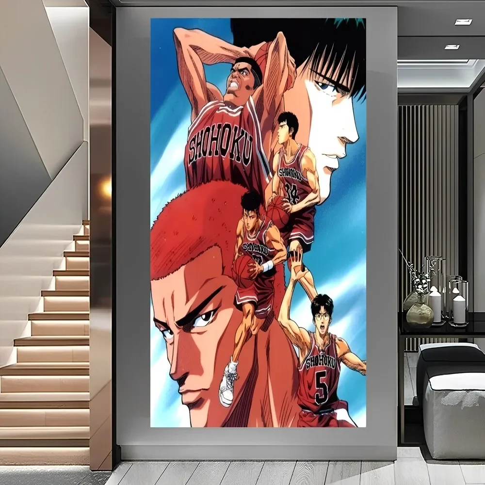 Anime Slam Dunk Poster Self-adhesive Art Poster Retro Kraft Paper Sticker DIY Room Bar Cafe Vintage Decorative Painting