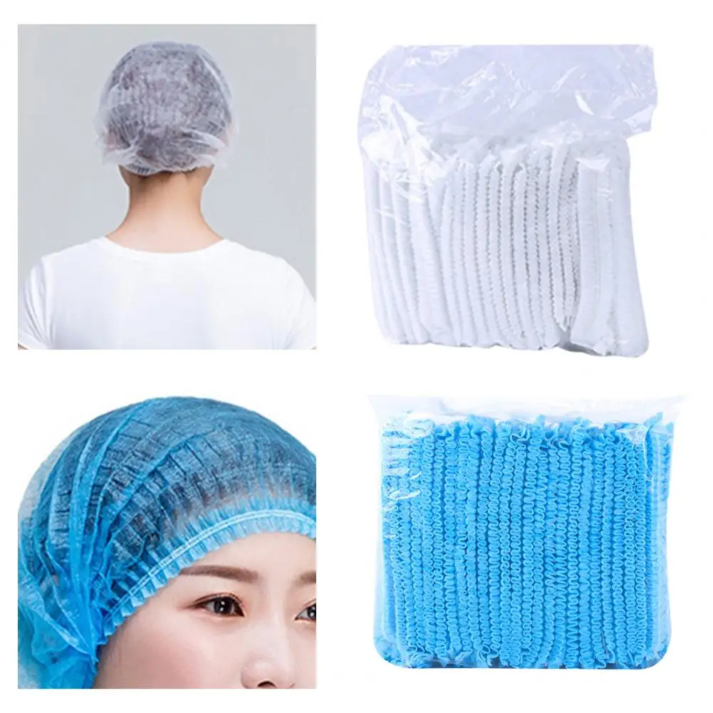 100Pcs/Bag Dust Strip Hats Practical Disposable Non Woven Fabric Hats Breathable Disposable Hair Hats Beauty Accessories image 2