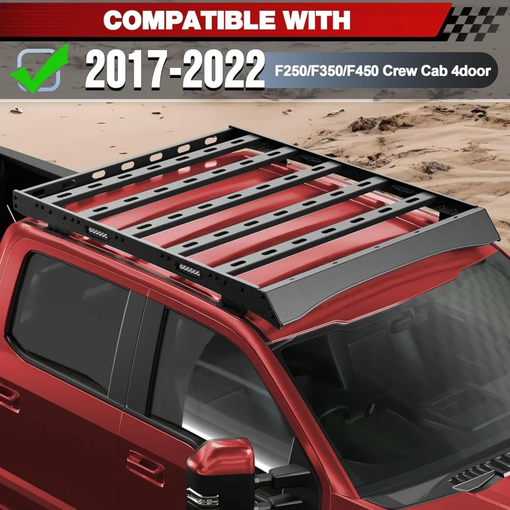 Heavy-Duty Rooftop Cargo Carrier Basket for Ford F250, F350, F450 2017-2022 Models - Off-Road Luggage Storage Solution
