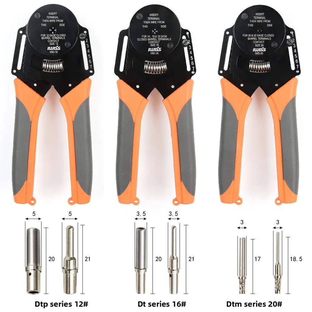 IWD-12/16/20 4-Point Crimping Tool For DT DTP DTM Deutsch Terminals Wire Terminal Crimper Hand Crimp Pliers