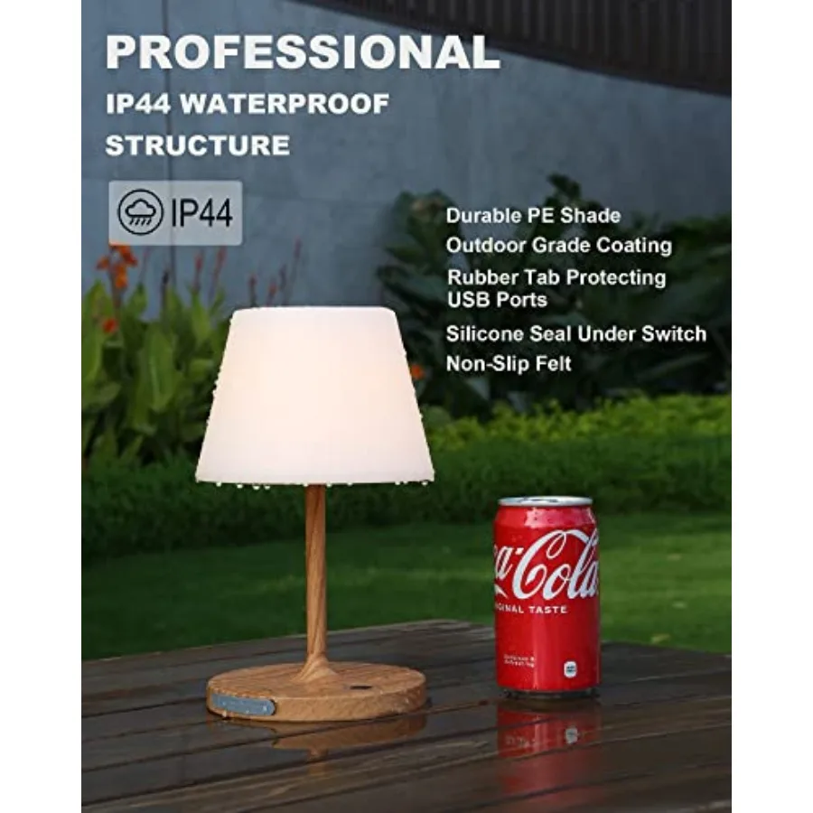 Outdoor Battery Operated Table Lamp Waterproof, 4000mAh Cordless Table Lamp Rechargeable, Touch Dimmable Desk Lamp, LED Night L view 3
