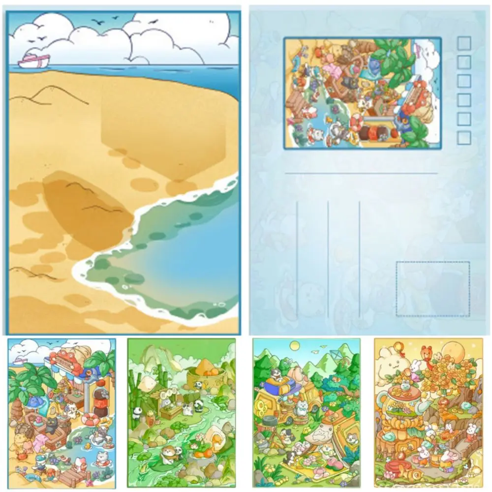 Multicolor 3D Micro Landscape Sticker Cartoon PET Stacked Stickers Postcard Decompression DIY Accessories