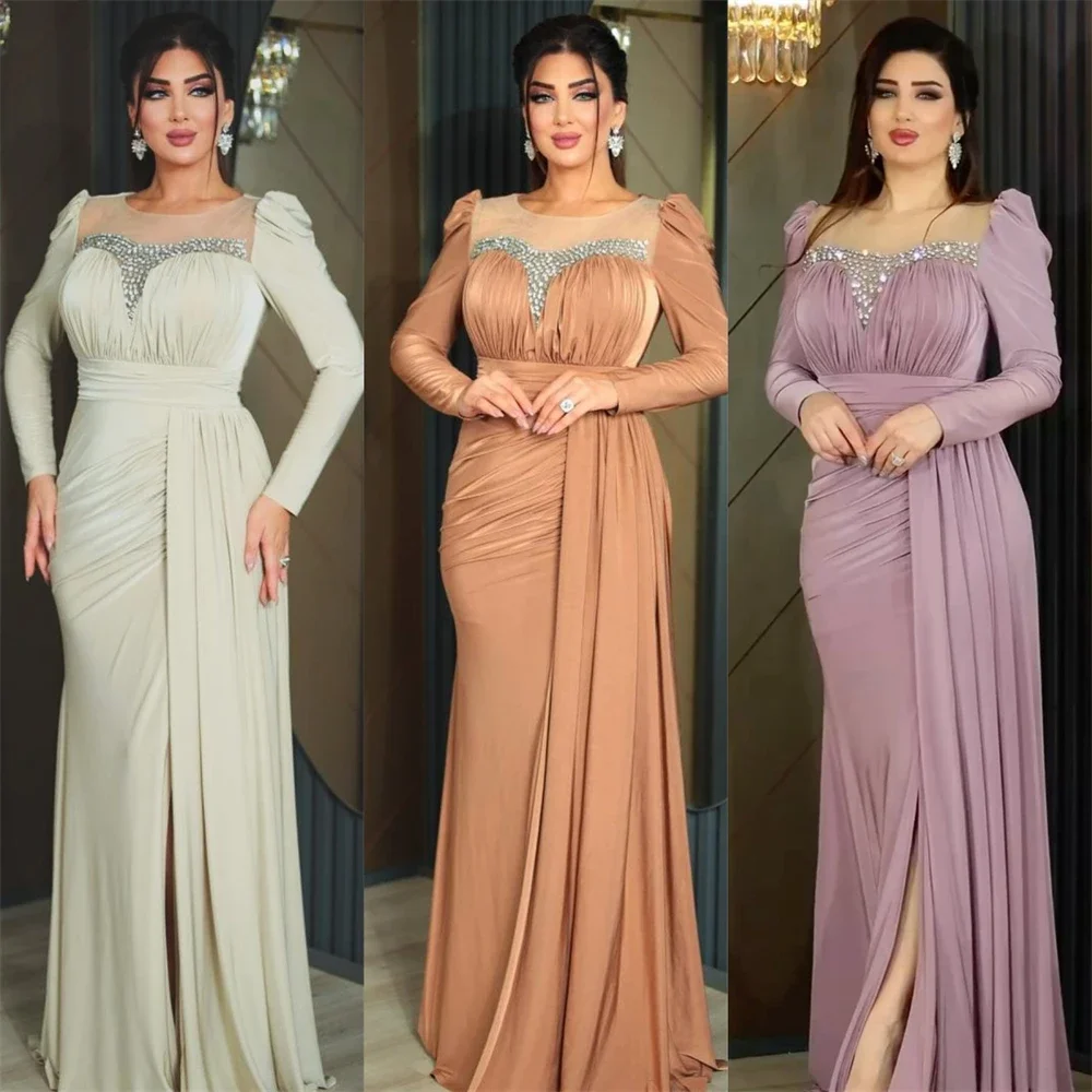 

Customized Prom Dress Evening Saudi Arabia Square Collar Column Floor Length Skirts Vertically Bespoke Occasion Dresses Dearin Y