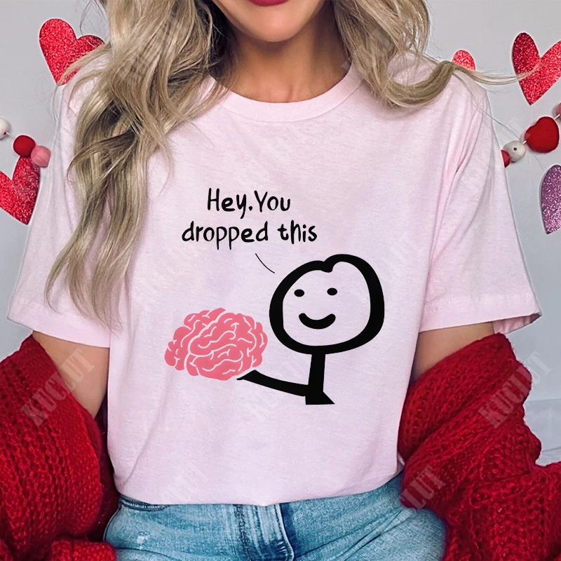 مرحبًا، لقد إسقاط هذا القمصان للنساء الملابس تصميم مضحك جرافيك الدماغ Y2k بلايز الفكاهة والجنفة قصيرة الأكمام تيز #3