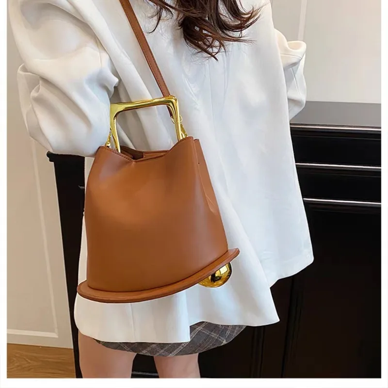 

Fashion New Hot Style PU Solid Bucket Shoulder & Crossbody Bags 2026 Super Cool Unique Design High Quality Handbags for Women