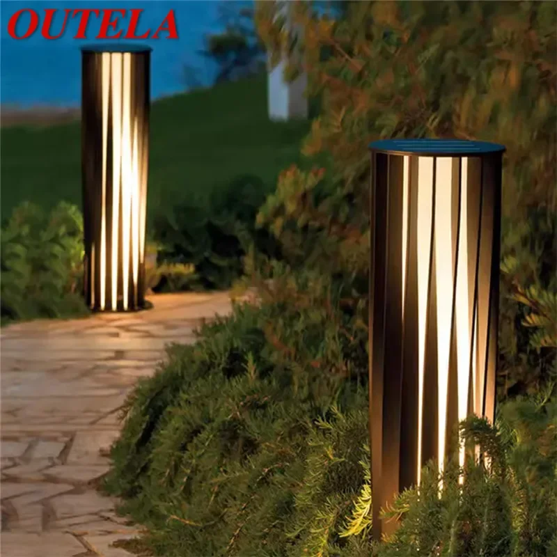 OUTELA Contemporary Outdoor Solar Lawn Lamp LED Waterproof Villa Garden Courtyard District Residential Quarters Lawn Lamp