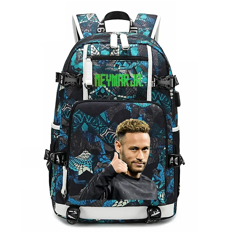 Mochila juvenil com estampa de avatar neymar, bolsa escolar casual para estudantes, grande capacidade, viagem ao ar livre