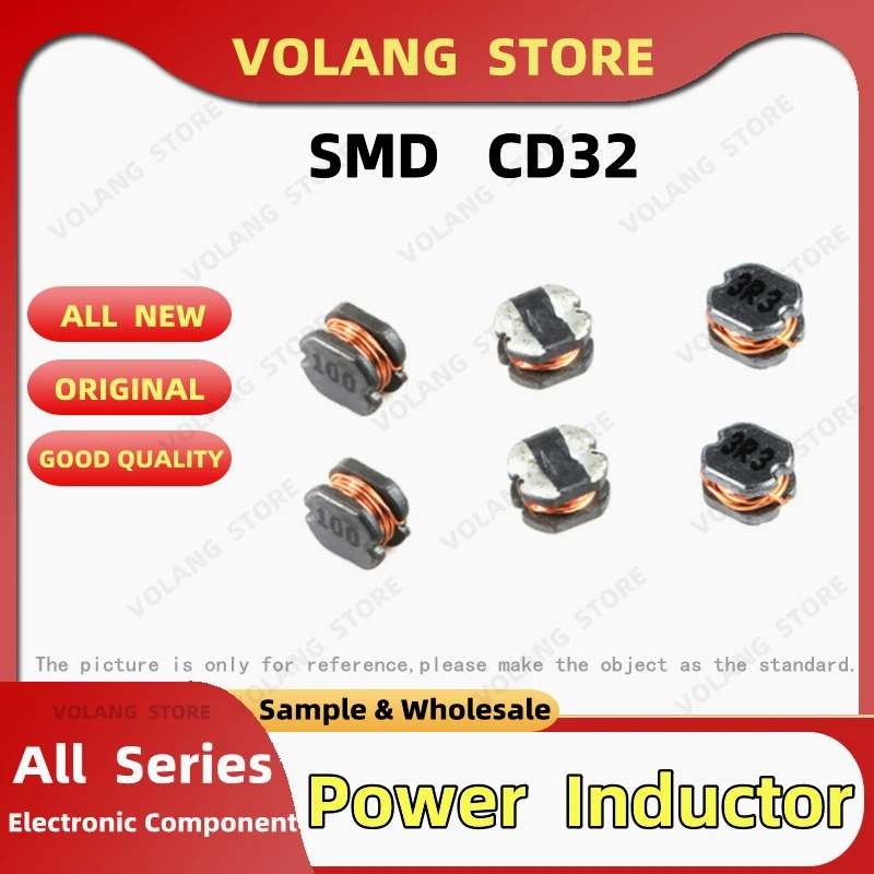 

50pcs/Lot SMD Power Inductor CD32 1UH 2.2UH 3.3UH 4.7UH 6.8UH 10UH 15UH 22UH 33UH 47UH 68UH 100UH 150UH 220UH NEW Wire Wound