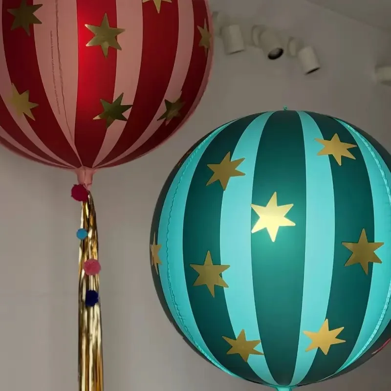 22 inch 4D striped star aluminum film balloon with red, blue, pink, and green spheres that can float in the air for Christmas an - Image 3