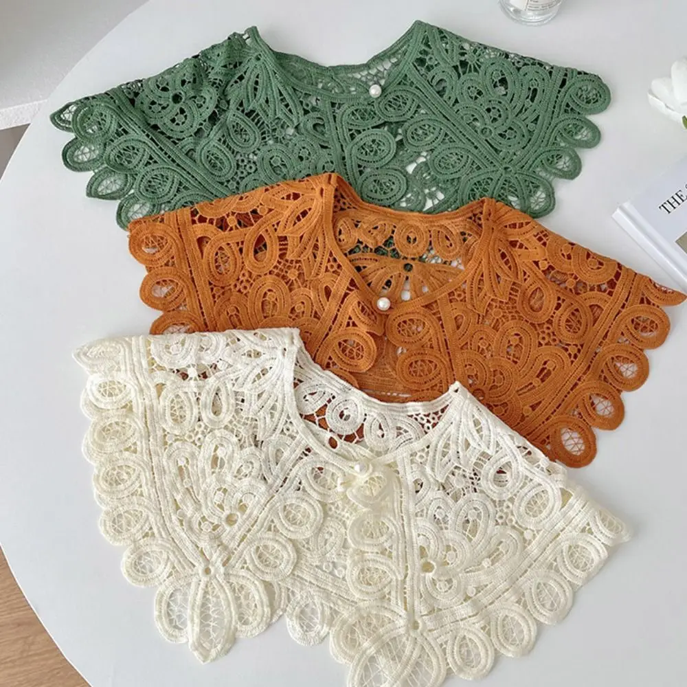 Collar Lace Fake Collar Pearl Dress Decorative Shoulder Decoration Shirt Collar Detachable Round Neck Knitted Shawl