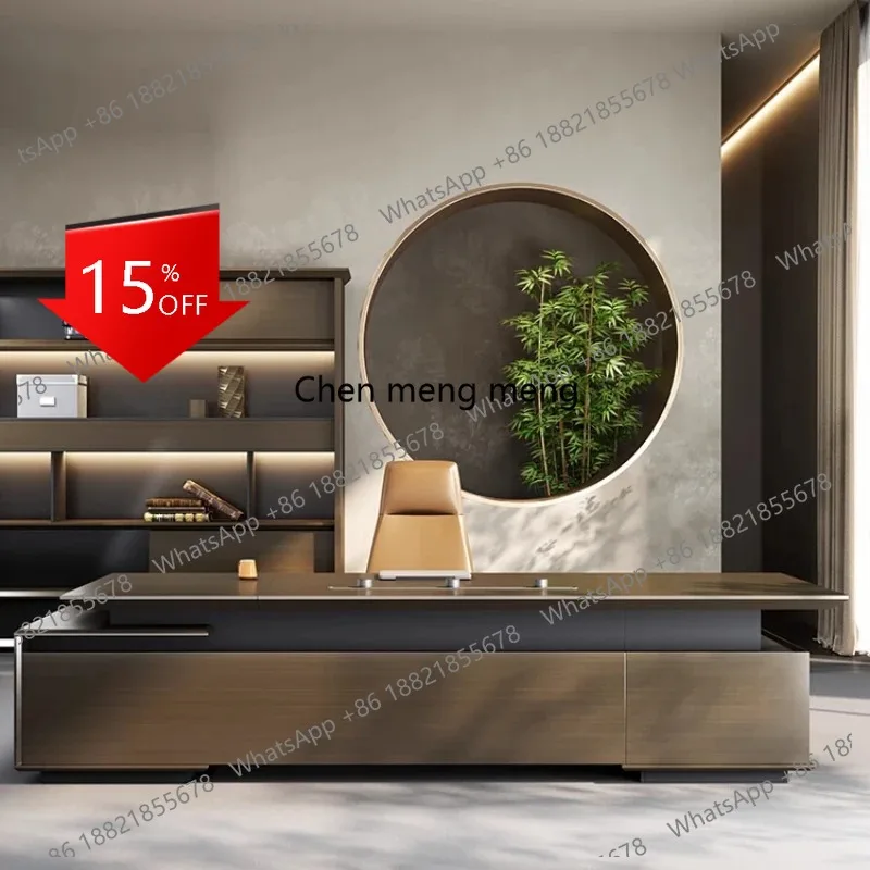 

A139 Executive Work Office Desk High End Organizer Boss Light Luxury Computer Desks Drawers L Shaped Escritorio Oficina Furnitur