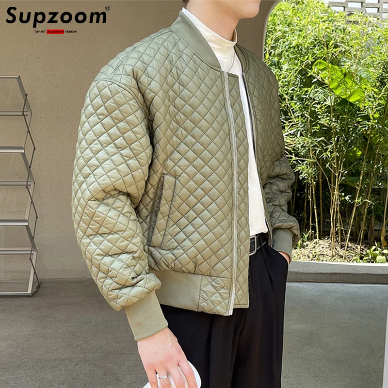 

Supzoom 2022 New Arrival Top Fashion Casual Brand Clothing Autumn And Winter Cotton Liner Plaid Warm Men Coat Baseball Jacket