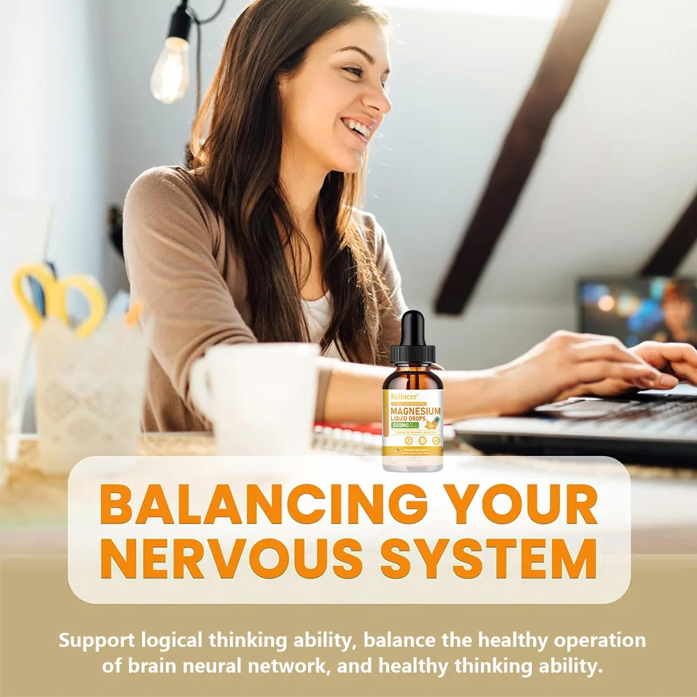 قطرات سائل المغنيسيوم - مجمع مغنيسيوم 5 في 1 عالي الامتصاص - للعظام والعضلات والأعصاب والطاقة - 2 أونصة سائلة