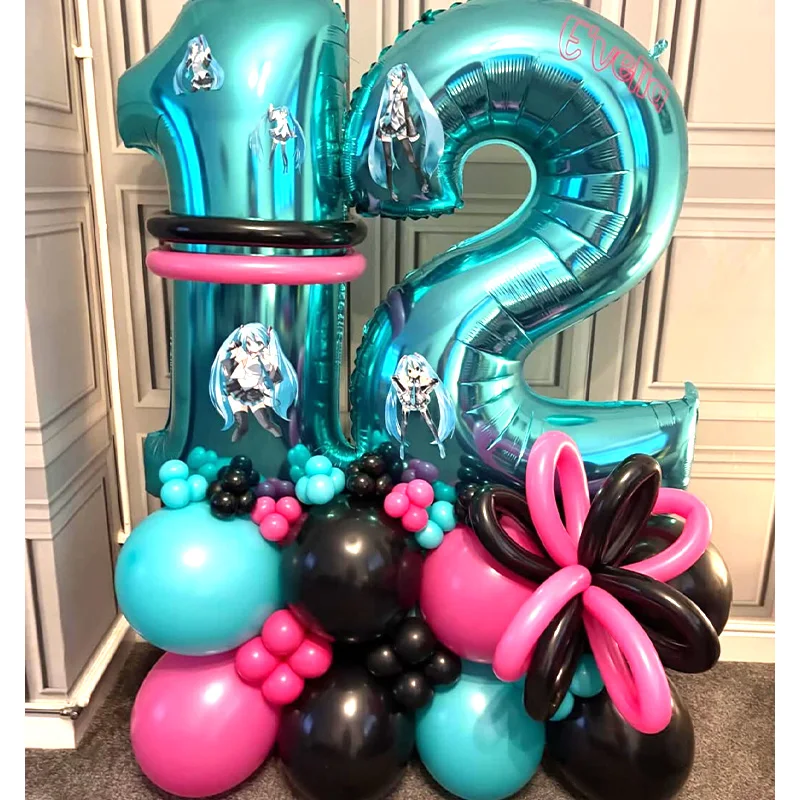 Miku Hatsune All Scenario Balloon Combination Set Kawaii Anime Print Foil Latex Balloon Celebration Photo Decor Kit