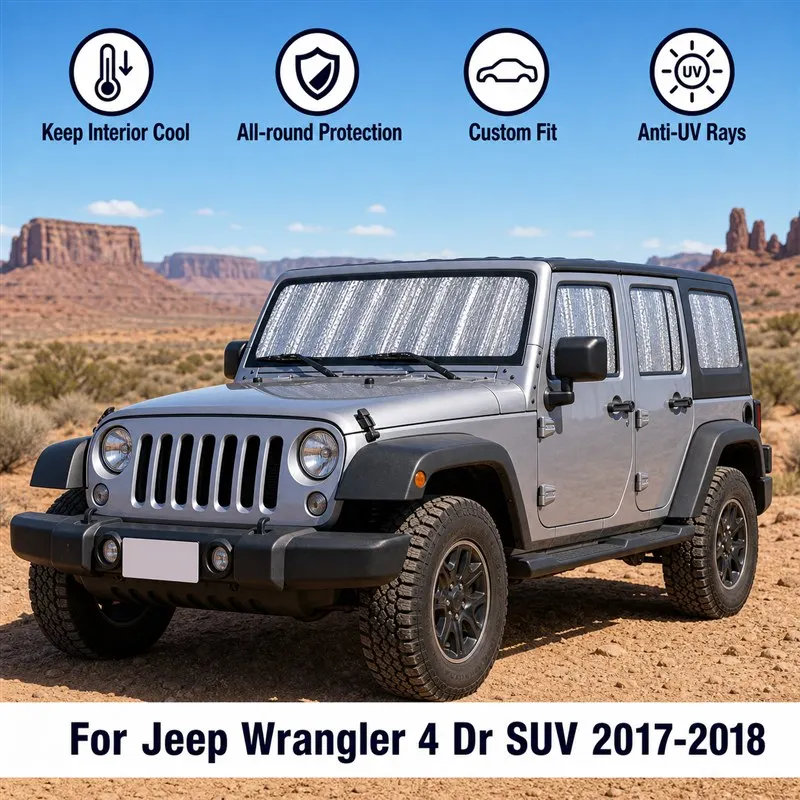 

For Jeep Wrangler 4 Dr SUV 2017-2018 Full Set Car Window Sunshades UV Block Privacy Heat Insulated Foldable Car Curtain