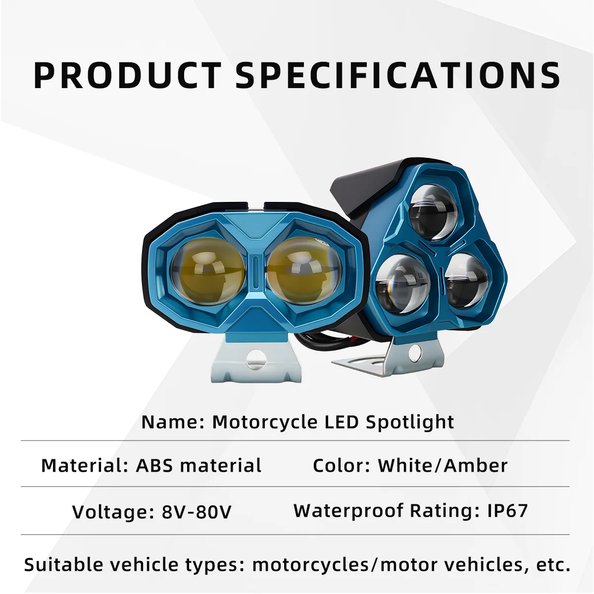 1/2PCS  Motorcycle LED 2/3Lens Spotlights White Yellow High And Low Beams LED Laser Lens Headlight DRL Driving Fog Lights