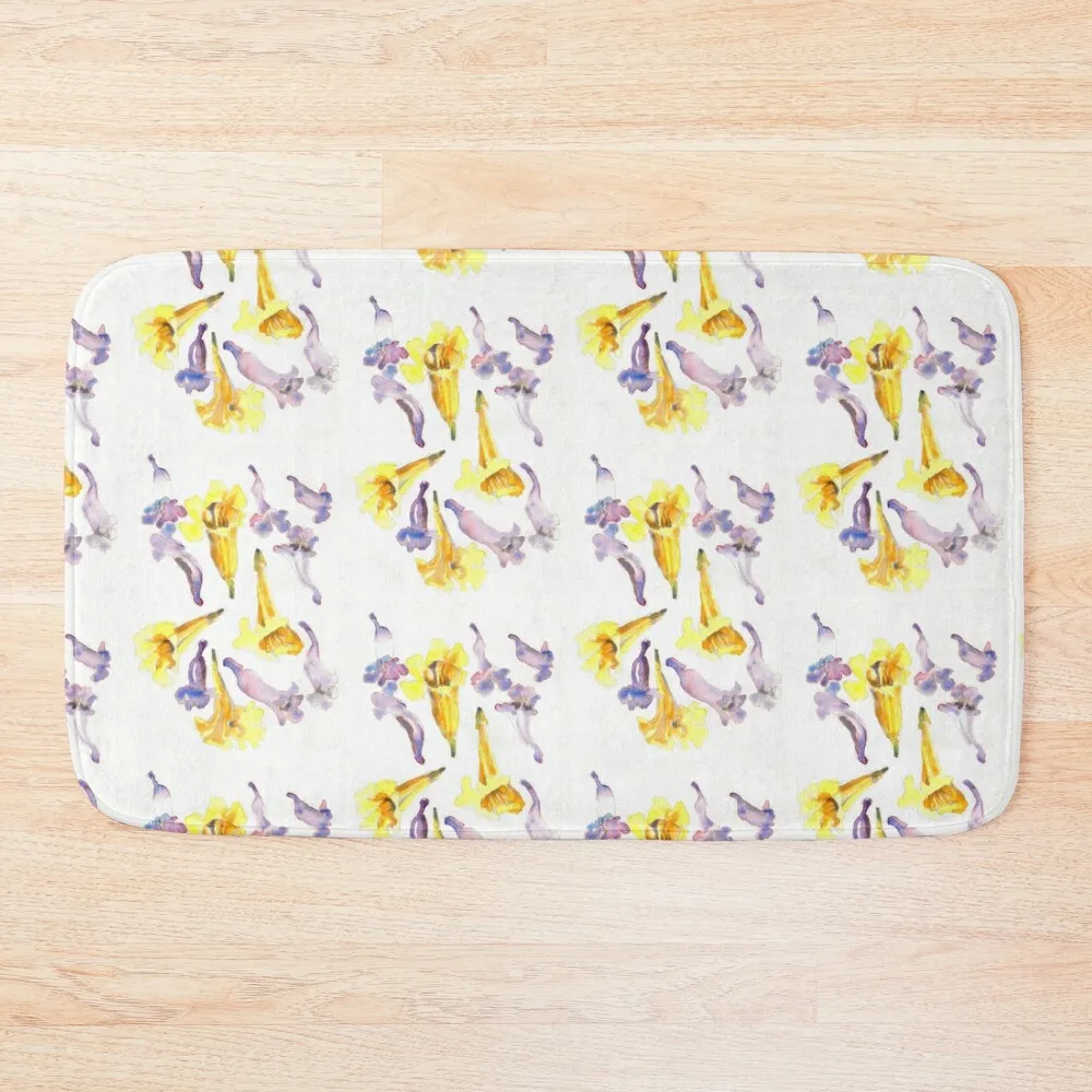 

Jacaranda & yellow bell flowers Bath Mat Bathroom Accessories Sets Luxury Bath Rugs For Bathroom Mat