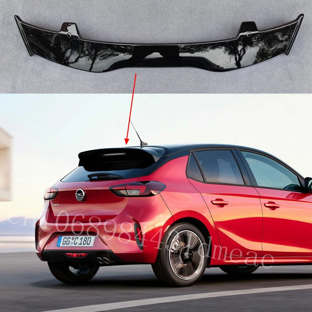 High Quality ABS Plastic For Opel Corsa 2015-2023 Spoiler Carbon Fiber Look Hatchback Roof Rear Wing Body Kit Accessories