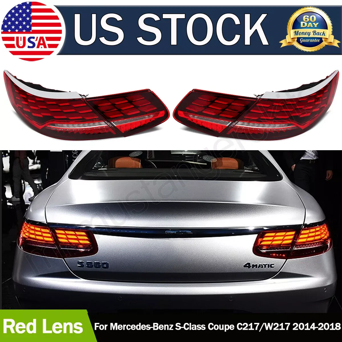 

4Pcs OLED Taillights Rear Lights Lamp Fits For Mercedes-Benz C217 W217 Coupe S-Class 2014-2018 Tail Light Assemblies Auto Parts