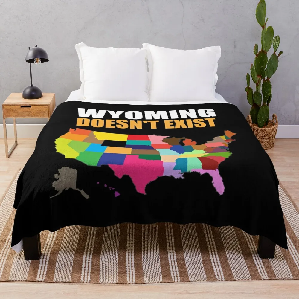 

Wyoming Does Not Exist Wake Up America Throw Blanket bed plaid Softest Blankets