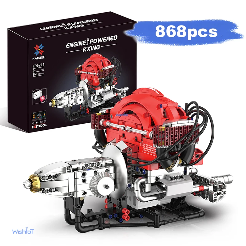 K96216 Simulation Beetle Engine 868PCS Blocks Model Lighting Version Programmable via App Educational STEM Toy Gift for kids