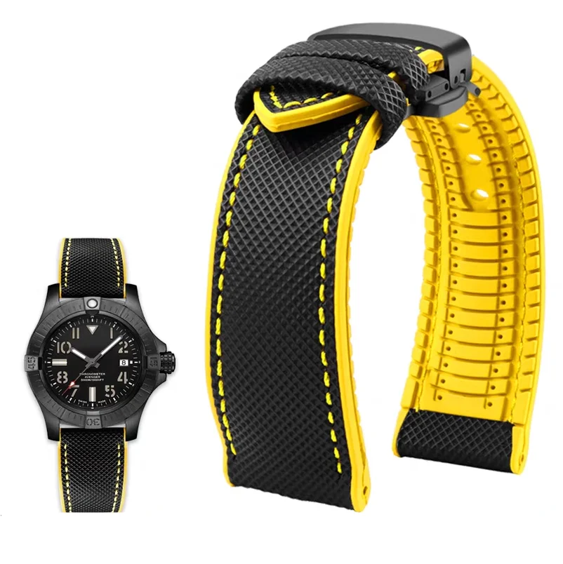 Nylon Silicone Rubber Watch Strap For Breitling Avenger‌ Mido Multifort Citizen Blue Angels‌ Band Universal Bracelet 20mm 22mm view 4