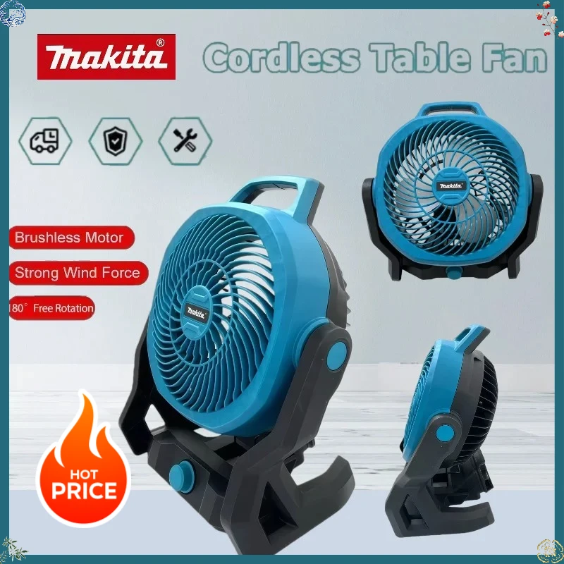 

Makita Rechargeable Electric Fan Outdoor Camping Fan Air Circulator Cordless Fan 270 ° Head Rotation Tent Fan 18V Battery