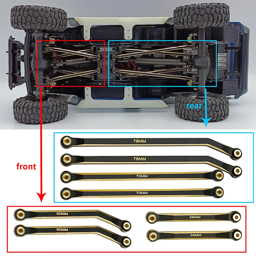 AXSPEED Brass High Clearance Link Rod Set for Axial SCX24 Deadbolt JEEP Gladiator Wrangler Bronco Chevrolet 1/24 RC Crawler Car