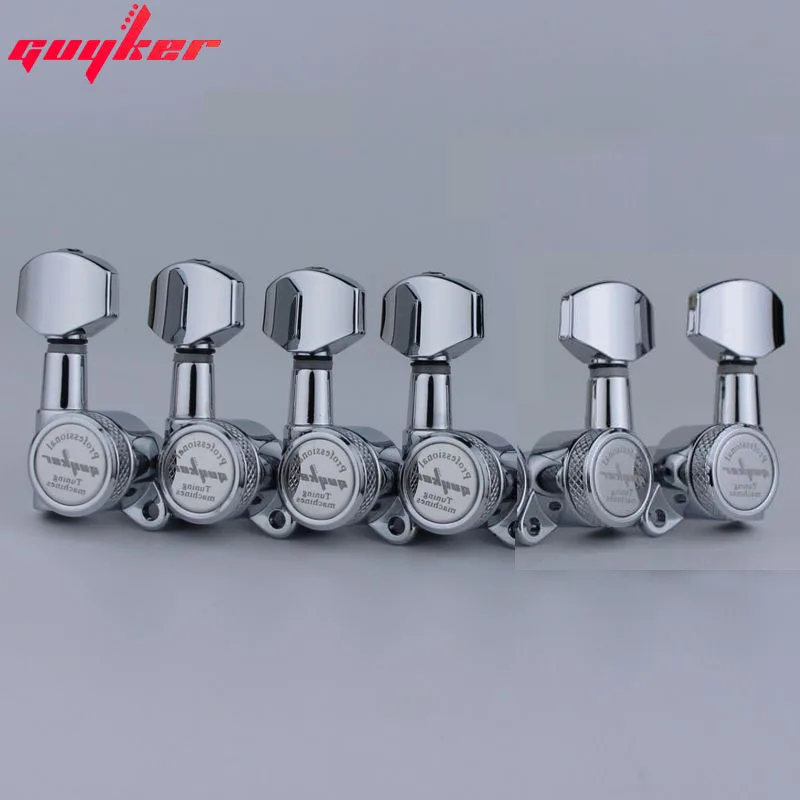 1 Set GUYKER Chrome Locking Guitar Machine Heads Tuners Gear Ratio 1:18