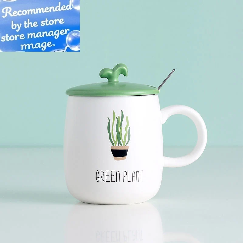 

Керамическая кружка в форме растения 3D с крышкой-ложкой, чашка для кофе, чая, керамики и керамики, рождественские кружки, чашки кофе-бара