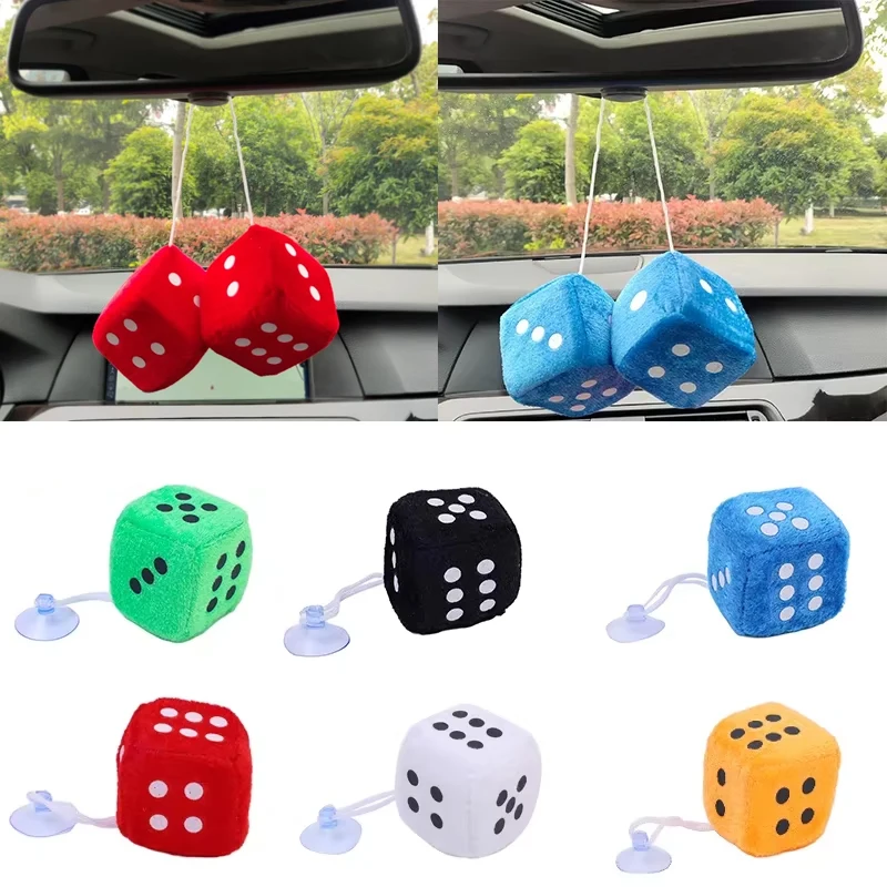 Car Plush Dice Pendant New Year Dice Velvet Dice Model auto Rear View Mirror Pendant Cube Decoration Car Styling Automotive Part