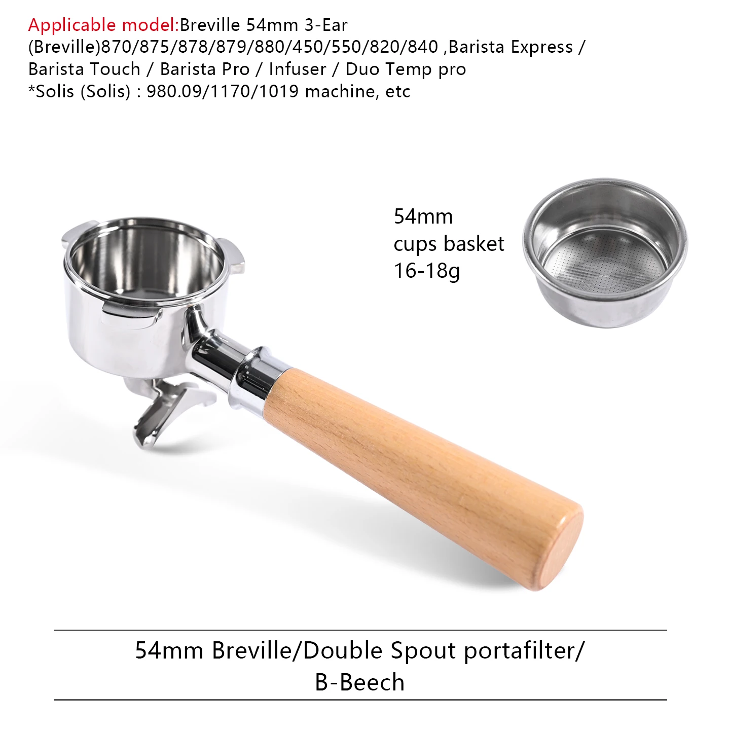 54mm Koffie Dubbele Uitloop Filterhouder Naakt Voor Breville Sage 870 878 879 Filtermand Espressomachine Accessoire Barista Tool