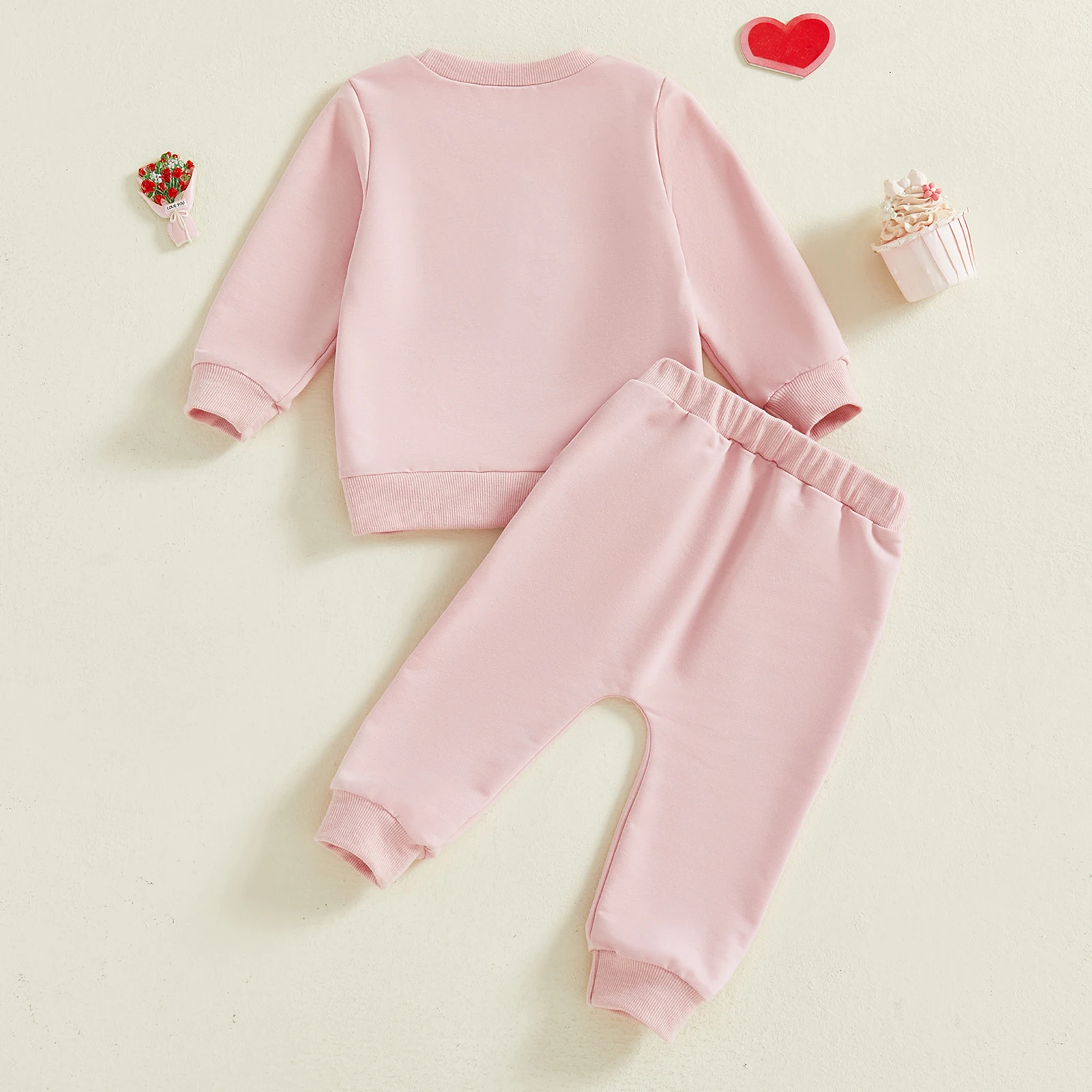 

Наряд на День Святого Валентина для маленьких девочек, свитшот с длинными рукавами и штаны с вышивкой в виде сердца и надписью Love Heart, комплект из 2 предметов