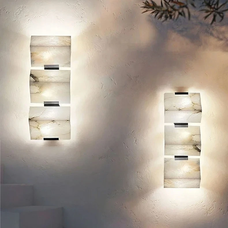 

Corridor Natural Marble Wall Lights Modern Nordic LED Wall Sconce Bedroom Bedside Background Wall Decor Lighting Fixtures